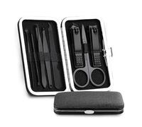 GLJTUO Kit de cortauñas de Acero Inoxidable, Tijeras para uñas, Juego de cortauñas Especiales para Hombres y Mujeres, Herramientas de manicura y Belleza, Juego de 8 Piezas portá,Black