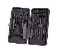GLJTUO Kit de cortauñas Negro Juego Completo de cortauñas para Hombre Caja de cortauñas Agujas para el acné Uñas ranuradas Herramientas Especiales para pedicura Juego de manicur,Black-15PCS