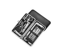 GLJTUO Kit de cortauñas para manicura, cortauñas para uñas, cortauñas para uñas de Hombre, Color Negro, 16 Piezas, exfoliación Diagonal, Acero Inoxidable, cortauñas para manicur