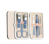 GLJTUO Kit portátil de cortauñas de Acero Inoxidable de 7 Piezas/Set, Kit de manicura de Viaje, Herramientas para la Limpieza de oídos, Herramientas para el Cuidado de Las uñas,Blue