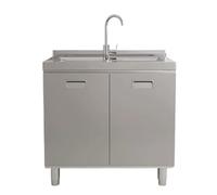 GLJTUO Mueble de baño con Lavabo, Mueble de Acero Inoxidable, de uno o Dos Senos, Ideal para lavandería, Garaje, jardín y baño.,Double Basin-80cm
