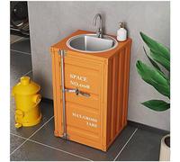 GLJTUO Mueble de baño con Lavabo y Grifo de Acero Inoxidable, Estilo Industrial Creativo.,Orange-Without Mirror