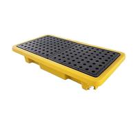 GLJTUO Palet Antiderrames para 2 Bidones, Bandeja De Polietileno De Perfil Bajo para Cubos De Pintura, Plataforma De Almacenamiento Industrial A Prueba De Fugas, Sistema De Cont,655x360x120mm