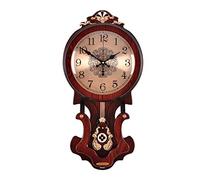 GLJTUO Reloj de Pared Decorativo, Reloj de péndulo, Reloj de Pared silencioso de Madera con Pilas, Reloj de Pared Estilo Retro Europeo,I-S