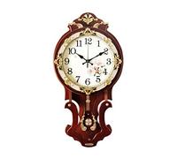 GLJTUO Reloj de Pared Decorativo, Reloj de péndulo, Reloj de Pared silencioso de Madera con Pilas, Reloj de Pared Estilo Retro Europeo,A-M