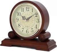 GLJTUO Relojes De Sobremesa para Decoración De Sala De Estar con Movimiento Silencioso, Reloj De Manto De Madera con Pilas, Diseño Vintage para Dormitorio, Mesita De Noche,