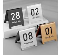 GLJTUO Restaurant Double Sided Acrylic Reception Number Stands Signs 1-5 Table Order Numbers,Stackable Restaurant Tent Style Table Number Cards,Perfect For Wedding,Gold 8cm-46-50