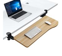 GLJTUO Vassoio ergonomico per tastiera con morsetto a C, finitura Noce, 520 x 250 mm - Estensione Della scrivania per ulteriore spazio di lavoro, Design regolabile e stabile.