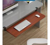 GLJTUO Vassoio estraibile ergonomico per tastiera con Guida scorrevole e Altezza regolabile, cassetto portaoggetti Sotto la scrivania, finitura Teak, 75 x 25 cm - Ottimizza lo spazio di lavoro