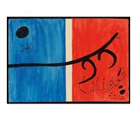 GLKFWVX Famosos Carteles de la Exposición Joan Miro Azul Rojo Arte de la Pared Surrealismo Pintura en Lienzo Impresiones de Miro Joan Miró Cuadros para la decoración del hogar 70X50cmX1 Sin marco