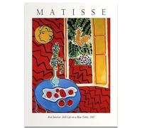 GLKFWVX Póster de Henri Matisse con el interior rojo, naturaleza muerta en una mesa azul, arte de pared, lienzo de Matisse, impresiones retro para decoración del hogar, 60 x 80 cm, 1 unidad, sin marco