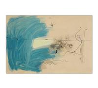 GLKFWVX Póster de Joan Miro con diseño de líneas azules, impresión de Joan Miro, lienzo de barbarie, cuadro nórdico para decoración de sala de estar, 45 x 30 cm, sin marco