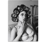 GLKFWVX Póster retro de mujer con rizos en el pelo, arte de pared, pintura abstracta en lienzo, impresión de actriz para decoración del hogar, 15 x 20 cm, sin marco