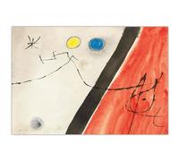 GLKFWVX Póster rojo de Joan Miro con diseño de surrealismo en lienzo, impresión nórdica para decoración de sala de estar, 45 x 30 cm, sin marco