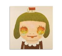 GLKFWVX Yoshitomo Nara Póster "Make peace with the world", impresiones artísticas de pared Yoshitomo Nara, pintura en lienzo, cuadros abstractos para decoración del hogar, 50 x 50 cm, sin marco