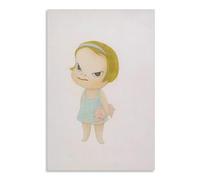 GLKFWVX Yoshitomo - Póster de Nara, cuchillo oculto detrás de la espalda, arte de pared, impresiones modernas de Yoshitomo Nara, pintura en lienzo, cuadros abstractos para decoración del hogar, 50 x