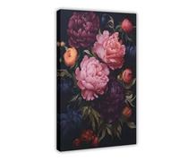 GLKISGFQ Cuadro al óleo de flores de peonía melancólica oscura (1) póster de lienzo para decoración de pared para sala de estar, dormitorio, 30 x 45 cm