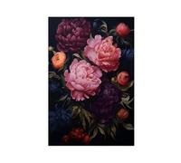 GLKISGFQ Cuadro al óleo de flores de peonía melancólica oscura (1) póster de lienzo para decoración de pared para sala de estar, dormitorio, 30 x 45 cm