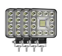GLL Foco LED de Trabajo 12W 12V 24V, 3.3 Pulgadas Ultra Fino Haz de Inundación, 1200LM Focos Gran Angular Impermeable IP67 para Tractor, Todoterreno, Camión (Pack de 4)