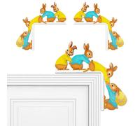 GLLBTPT Decoración de Pascua para puerta de madera, mini conejito de Pascua, marco de puerta, juego de decoración de 2 piezas, divertida decoración de Pascua para puerta, ventana, chimenea, decoración