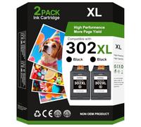 Glliter 302XL 302 - Cartuchos de Tinta XL para HP 302, Color Negro, XL para HP Envy 4525 4520 4524 DeskJet 3630 3636 2130 Officejet 3830 5230 3831 (Negro, 2 Unidades)