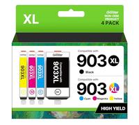 Glliter 903XL Multipack para HP 903 Cartuchos de Impresora para HP 903 XL Compatible con HP Officejet 6950 Cartuchos de Impresora para HP Officejet Pro 6970 6960 6974( Negro, Cian, Magenta