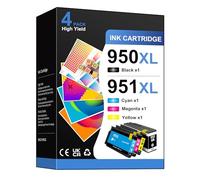 Glliter 950XL 951XL - Cartuchos de tinta compatibles con HP 951xl Multipack para HP Officejet Pro 8600 Cartuchos Officejet Pro 8610 8100 8615 (1 negro, 1 cian, 1 magenta, 1 amarillo)