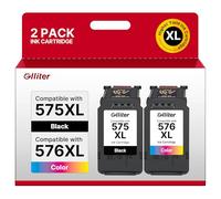 Glliter PG 575 XL CL 576 XL Cartuchos de tinta de repuesto para Canon 575 576 Cartuchos para Canon PIXMA TR4755i TS3750i TS3550i TR4750i TS3551i TR4751i TS3751i TS3752i (Negro Color, 2 Pack)