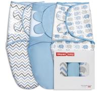 GLLQUEN BABY Mantas envolventes para bebés recién nacidos de 0 a 3 meses, Oeko-tex100, mantas de tela de algodón orgánico 100% transpirable, paquete de 3 unidades (azul cielo)