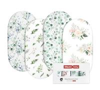 GLLQUEN BABY Paquete de 4 Sábanas Bajeras para Moisés y Cochecito de Bebé Recién Nacido, 100% Microfibra Oeko-tex100, Acogedoras, Transpirables y Suaves para Cuna