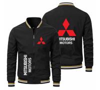 GLLUSA Chaquetas Bomber De Hombre Para M.i.tsubishi Estampado Jersey De Ciclismo Informal Sudadera Con Cremallera De Manga Larga Chaqueta Deportiva Abrigos A Prueba De Viento-Black||XL