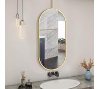 GLMGBP Espejo de baño Dorado, Espejo Ovalado de Techo con Marco y Brazo de Metal, Espejo de tocador para afeitarse y maquillarse, Espejo Decorativo de Pared (tamaño: 40 x 60 cm)