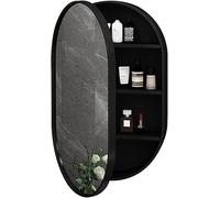 GLMGBP Espejo de baño Gabinete Ovalado Espejo de baño Ovalado Gabinete de baño de Aluminio Empotrado o Montaje en Superficie Acero Inoxidable Gabinete de medicinas Ovalado (Color: Negro, Tamaño: 50