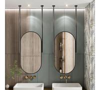 GLMGBP Espejo de Pared Ovalado Negro con Marco de Metal y Brazos de Techo. El Brazo se Puede Personalizar para baño, Dormitorio y Sala de Estar (tamaño: 40 x 70 cm).