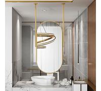 GLMGBP Espejo Ovalado para Colgar en el Techo, para baño, Maquillaje, Afeitado, baño, Espejo con Brazo para baño, Espejos de tocador de Pared, Espejo Colgante Personalizable, Dorado (Tamaño: 40 cm