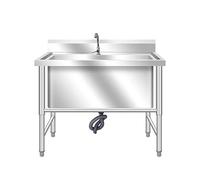 GLMGBP Fregaderos de Uso General para Exteriores Fregadero de lavandería Fregadero de Cocina Independiente con Unidad de escurridor y Grifo de Cuello de Cisne Fregadero de Acero Inoxidable de un so