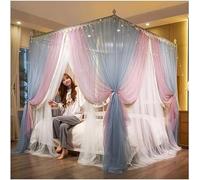 GLMGBP Mosquitera con Colcha De 4 Postes De Esquina, Decoración De Dormitorio De Habitación De Princesa con Borlas De Encaje con Luces (Color: A, Tamaño: 200X220 Cm/79X87 Pulgadas) (Color: C, Tamañ