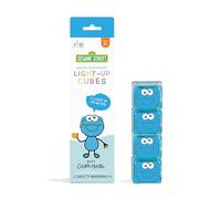 Glo Pals Water Sesame Street - Juguete sensorial de baño con luz activado, cubos reutilizables para la hora del baño y juego sensorial, monstruo de galletas, azul brillante, paquete de 4