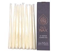Glo-Wax Velas cónicas para cena, paquete de 8 unidades, color marfil, sin goteo, sin perfume, 8 horas, tiempo de combustión, 2,2 x 30 cm, velas clásicas decorativas para boda, románticas, altas