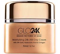 GLO24K Crema de día hidratante con 24k, antienvejecimiento con vitaminas, ácido hialurónico, colágeno