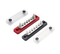 Gloaso 100 amp Bus Bar 2 Studs 5 Terminales de tornillo Bloques de distribución de energía con cubierta 100A Busbar 12V- 48V CC para Auto/Camiones/Barcos/Sistemas Solares, Rojo & Negro 2 Pack