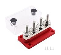 Gloaso 600A 12V - 48V CC Cobre Bus Bar Módulo de alto rendimiento con 4 pernos M10 Busbar - Bloque de distribución de corriente positivo y negativo - para coche, camión, marina, barco, solar, rojo