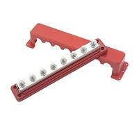 Gloaso Bus Bar Barra colectora de 600A bloque de distribución de energía de cobre de 300V CA/ 48V CC con terminales de cableado de pernos de 8x M10 Busbar 600 Amp para Auto/Marinos/Solares, rojo