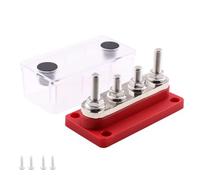 Gloaso CC 12V-48V Cobre Bus Bar barra colectora 300A batería distribuidor de corriente con 4 x pernos M8 bloque de terminales Busbar, barras colectoras pesadas 300 amp para coche, camión solar, rojo