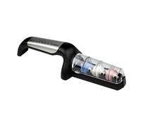 Global - Afilador de Cuchillos Manual de Agua de Cerámica G-913 de 3 Etapas, Acero Inoxidable