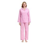 GLOBAL Conjunto de Pijama Mujer 100% Algodón Manga Larga Botones Mujer Ropa Dormir Suave Transpirable PJS
