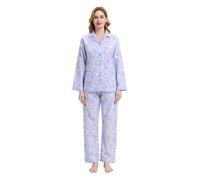 GLOBAL Conjunto de Pijama Mujer 100% Algodón Manga Larga Botones Mujer Ropa Dormir Suave Transpirable PJS