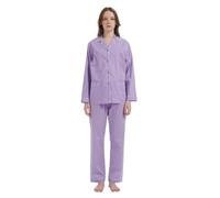 GLOBAL Conjunto de Pijama Mujer 100% Algodón Manga Larga Botones Mujer Ropa Dormir Suave Transpirable PJS Morado M