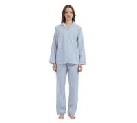 GLOBAL Conjunto de Pijama Mujer 100% Algodón Manga Larga Botones Mujer Ropa Dormir Suave Transpirable PJS Azul S