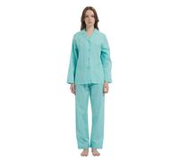 GLOBAL Conjunto de Pijama Mujer 100% Algodón Manga Larga Botones Mujer Ropa Dormir Suave Transpirable PJS Verde XL